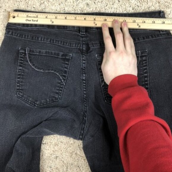 Riders By Lee Women Dark Wash Mid Rise Bootcut Leg Stretch Black Denim Jeans 12P - Picture 6 of 11